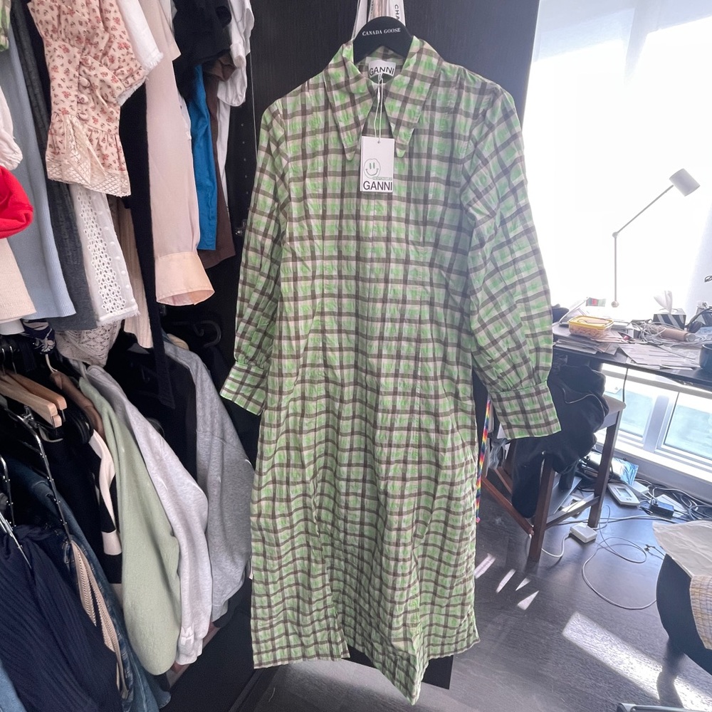 Ganni Seersucker Maxi Dress